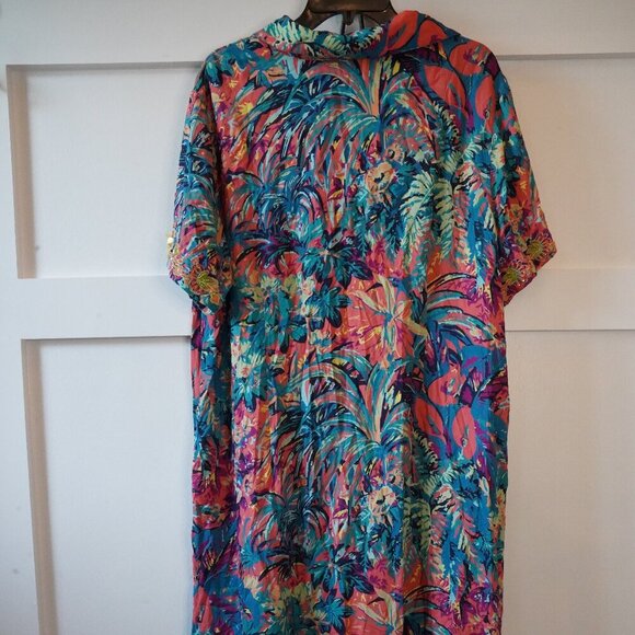 Soft Surroundings, Florence Tropicana, Floral Embroider Tassel Maxi Shirt Dress - Picture 4 of 7